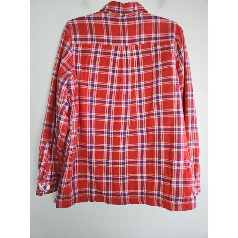 L.L.Bean Women Red Blue Plaid Fleece Lined Flannel Shacket (Jacket/Shirt) Medium - Picture 2 of 11